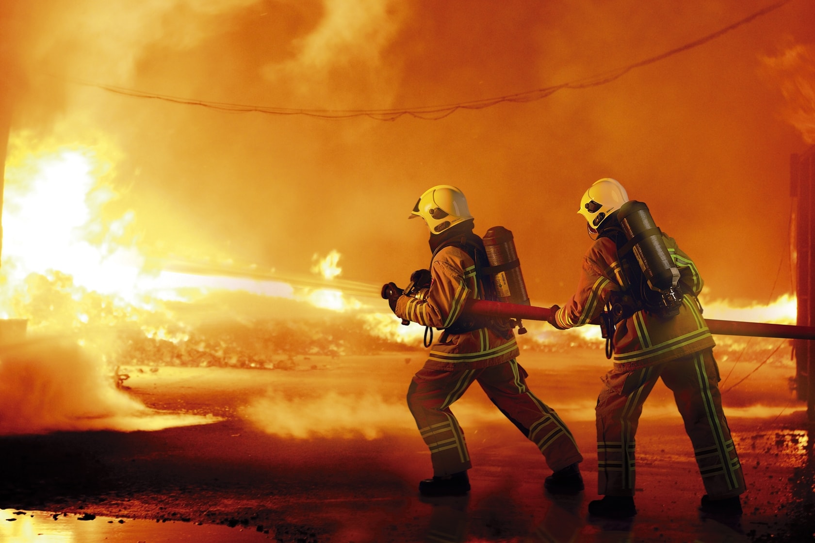 firefighters tackle blaze